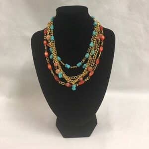 Gold Tone Necklace with Colorful Beads